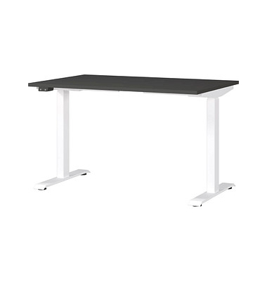 Sitz-Steh-Schreibtisch JET, elektrisch höhenverstellbar, 72-120cm (H), 120x80cm (BxT), rechteckig, graphit / weiß