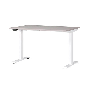 Sitz-Steh-Schreibtisch JET, elektrisch höhenverstellbar, 72-120cm (H), 120x80cm (BxT), rechteckig, kaschmir / weiß