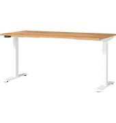 Sitz-Steh-Schreibtisch JET, elektrisch höhenverstellbar, 72-120cm (H), 160x80cm (BxT), rechteckig, navarra-eiche / weiß