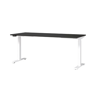 Sitz-Steh-Schreibtisch JET, elektrisch höhenverstellbar, 72-120cm (H), 180x80cm (BxT), rechteckig, graphit / weiß
