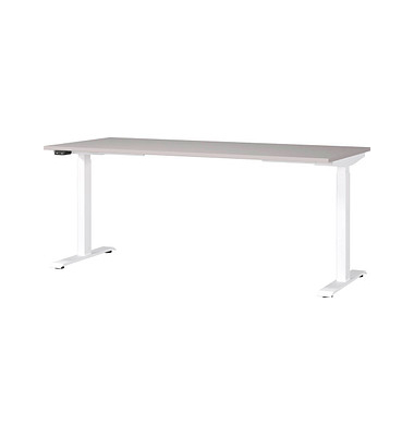 Sitz-Steh-Schreibtisch JET, elektrisch höhenverstellbar, 72-120cm (H), 180x80cm (BxT), rechteckig, kaschmir / weiß