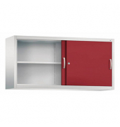 Aufsatz-Schiebetürenschrank Acurado, 2145-00 S10054 lichtgrau, rubinrot 4 Fachböden 160,0 x 40,0 x 79,0 cm 