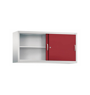 Aufsatz-Schiebetürenschrank Acurado, 2145-00 S10054 lichtgrau, rubinrot 4 Fachböden 160,0 x 40,0 x 79,0 cm 