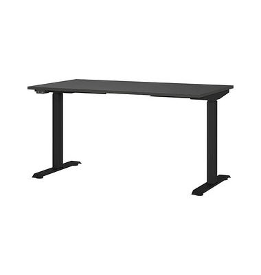 Sitz-Steh-Schreibtisch JET, elektrisch höhenverstellbar, 72-120cm (H), 140x80cm (BxT), rechteckig, graphit / schwarz