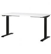 Sitz-Steh-Schreibtisch JET, elektrisch höhenverstellbar, 72-120cm (H), 140x80cm (BxT), rechteckig, weiß / schwarz