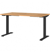 Sitz-Steh-Schreibtisch JET, elektrisch höhenverstellbar, 72-120cm (H), 140x80cm (BxT), rechteckig, navarra-eiche / schwarz