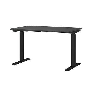 Sitz-Steh-Schreibtisch JET, elektrisch höhenverstellbar, 72-120cm (H), 120x80cm (BxT), rechteckig, graphit / schwarz