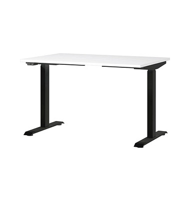 Sitz-Steh-Schreibtisch JET, elektrisch höhenverstellbar, 72-120cm (H), 120x80cm (BxT), rechteckig, weiß / schwarz