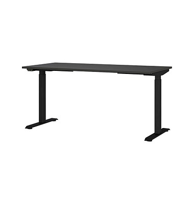 Sitz-Steh-Schreibtisch JET, elektrisch höhenverstellbar, 72-120cm (H), 160x80cm (BxT), rechteckig, graphit / schwarz