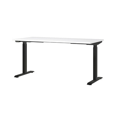 Sitz-Steh-Schreibtisch JET, elektrisch höhenverstellbar, 72-120cm (H), 160x80cm (BxT), rechteckig, weiß / schwarz
