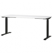 Sitz-Steh-Schreibtisch JET, elektrisch höhenverstellbar, 72-120cm (H), 180x80cm (BxT), rechteckig, weiß / schwarz