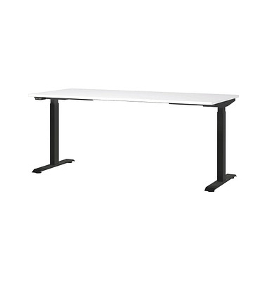 Sitz-Steh-Schreibtisch JET, elektrisch höhenverstellbar, 72-120cm (H), 180x80cm (BxT), rechteckig, weiß / schwarz