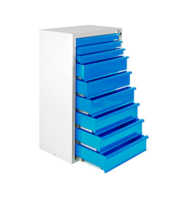 MAMMUT Schubladenschrank lichtgrau, lichtblau 9 Schubladen 70,0 x 43,5 x 120,0 cm