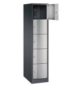 Schließfachschrank Resisto schwarzgrau, weißaluminium 8570-173 S10008, 5 Schließfächer 39,6 x 64,0 x 195,0 cm