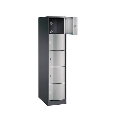 Schließfachschrank Resisto schwarzgrau, weißaluminium 8570-173 S10008, 5 Schließfächer 39,6 x 64,0 x 195,0 cm