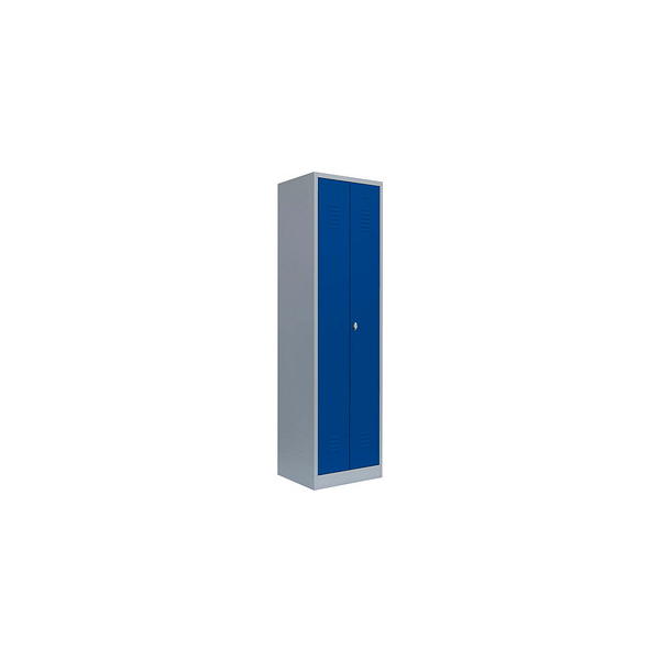 4061815543607 - Lüllmann - Einzel Spind Spint Stahl-Kleiderschrank für Schwarz-Weiss-Trennung Gaderobenschrank 2 türig mittig schließend grau blau 180x50x50 510401 4061815543607 - Lüllmann - Einzel Spind Spint Stahl-Kleiderschrank für Schwarz-Weiss-Trennung Gaderobenschrank 2 türig mittig schließend grau blau 180x50x50 510401
