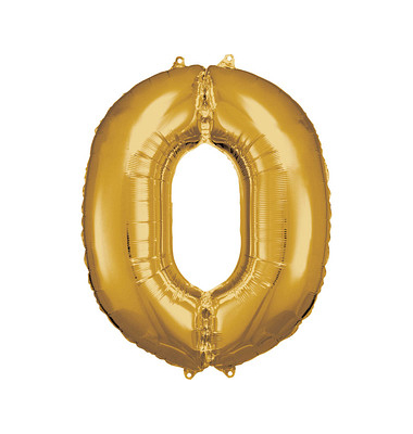 Luftballons Zahl 0 gold