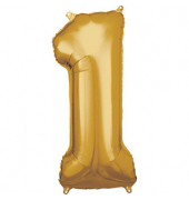 Luftballons Zahl 1 gold