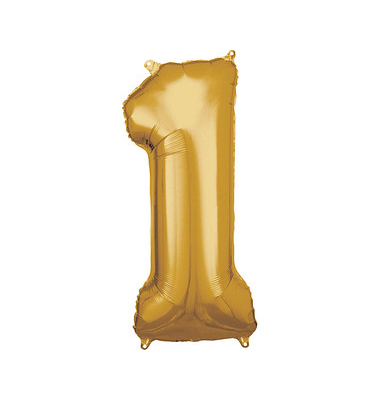 Luftballons Zahl 1 gold