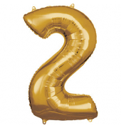 Luftballons Zahl 2 gold