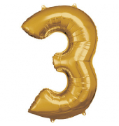 Luftballons Zahl 3 gold