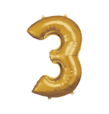 Luftballons Zahl 3 gold Luftballons Zahl 3 gold