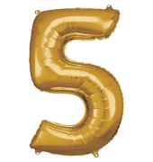 Luftballons Zahl 5 gold