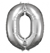 Luftballons Zahl 0 silber