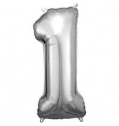 Luftballons Zahl 1 silber