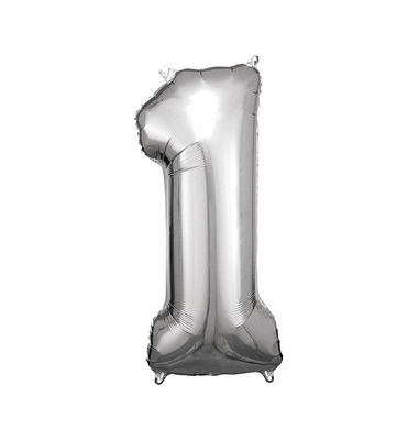 Luftballons Zahl 1 silber Luftballons Zahl 1 silber