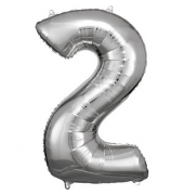 Luftballons Zahl 2 silber
