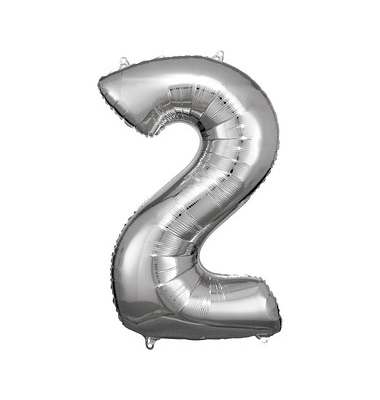 Luftballons Zahl 2 silber Luftballons Zahl 2 silber