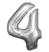 Luftballons Zahl 4 silber