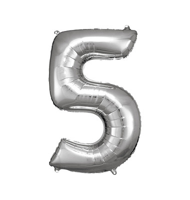 Luftballons Zahl 5 silber Luftballons Zahl 5 silber