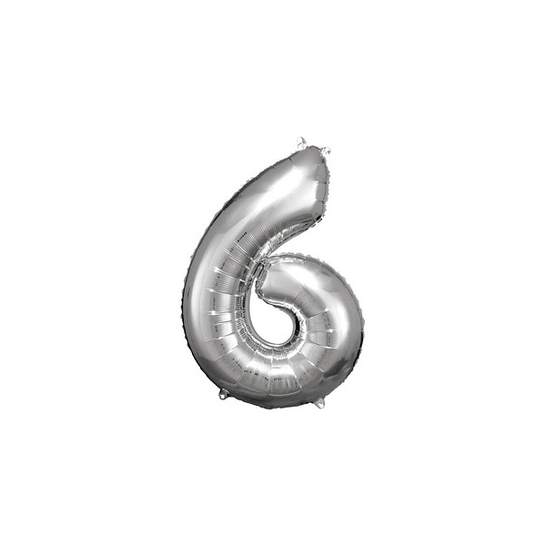 0192937142233 - Luftballons Zahl 6 silber 0192937142233 amscan 0192937142233 - Luftballons Zahl 6 silber 0192937142233 amscan