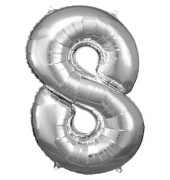 Luftballons Zahl 8 silber