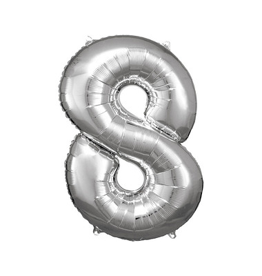 Luftballons Zahl 8 silber Luftballons Zahl 8 silber