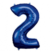 Luftballons Zahl 2 blau