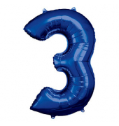 Luftballons Zahl 3 blau