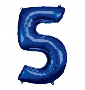 Luftballons Zahl 5 blau
