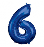 Luftballons Zahl 6 blau