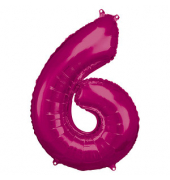Luftballons Zahl 6 pink