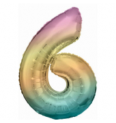 Luftballons Zahl 6 regenbogen