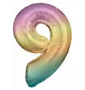 Luftballons Zahl 9 regenbogen