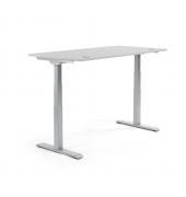 Sitz-Steh-Schreibtisch FLEX MODUL, elektrisch h&ouml;henverstellbar, 60,5-125,5cm (H), 200x80cm (BxT), rechteckig, lichtgrau / alusil