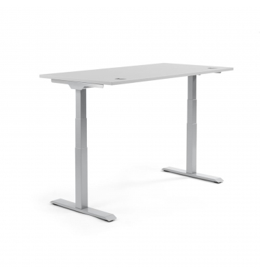 Sitz-Steh-Schreibtisch FLEX MODUL, elektrisch h&ouml;henverstellbar, 60,5-125,5cm (H), 200x80cm (BxT), rechteckig, lichtgrau / alusil