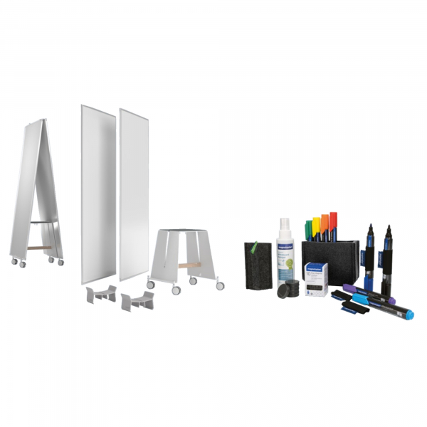 4013695066639 - Magnetoplan Whiteboard Set Design Thinking Small Weiß speziallackiert Beide Seiten nutzbar Inkl Tafellöscher Inkl Stiftköcher Inkl Boardmarker Inkl