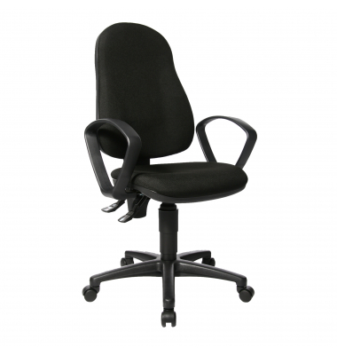 B&uuml;rodrehstuhl Point 60, schwarz / schwarz, mit Armlehnen, bis 110kg, ohne Kopfst&uuml;tze