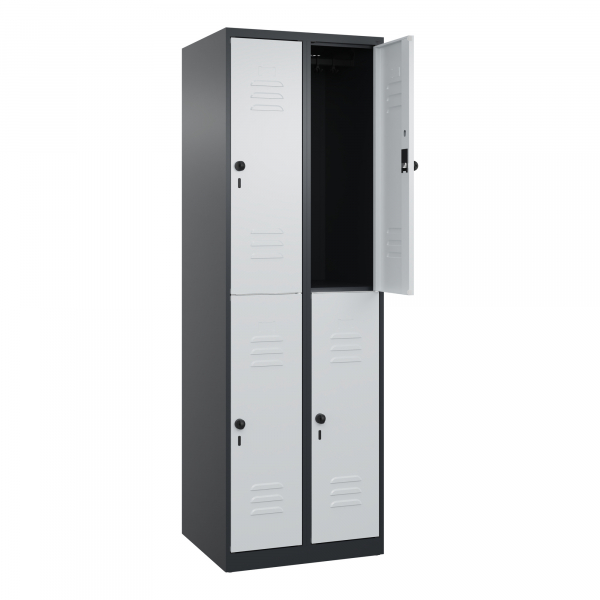 4068192108245 - C+P Spind Classic PLUS doppelt 2Abteile 1850x600x500mm sgrlgr 4068192108245 C + P Möbelsysteme