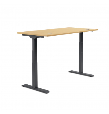 Sitz-Steh-Schreibtisch Flex Modul, elektrisch höhenverstellbar, 60,5-125,5cm (H), 200x80cm (BxT), rechteckig, buche / schwarz